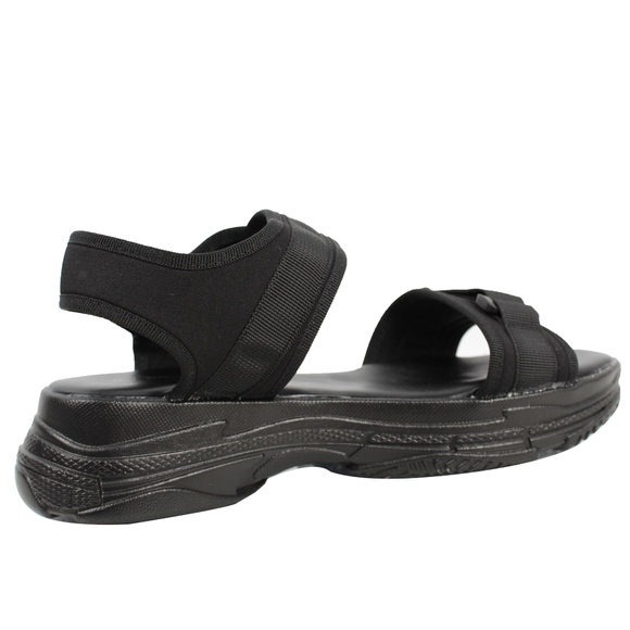 Black Velcro Straps flatform Wedge Sandal - Picture 3 of 6